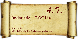 Anderkó Tália névjegykártya